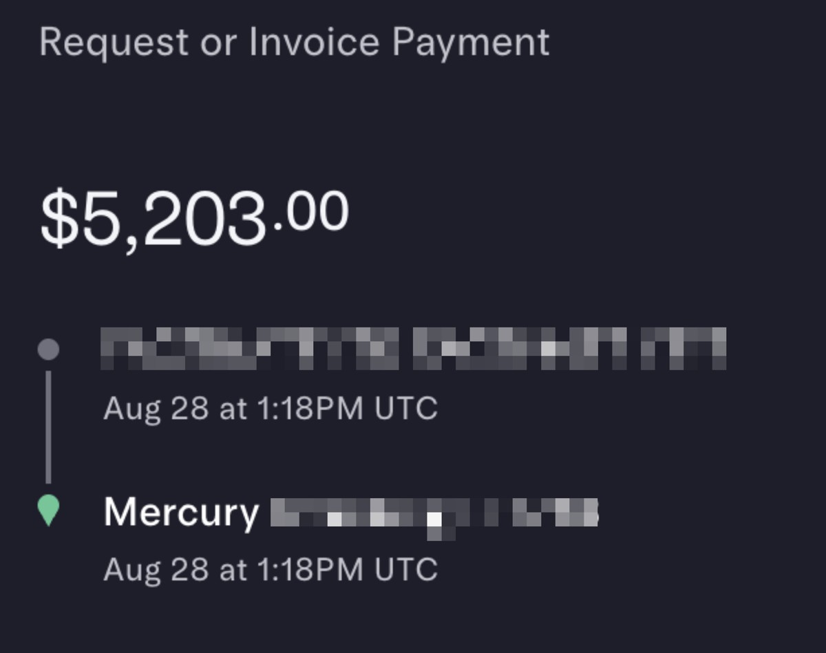 USD payment $5,203